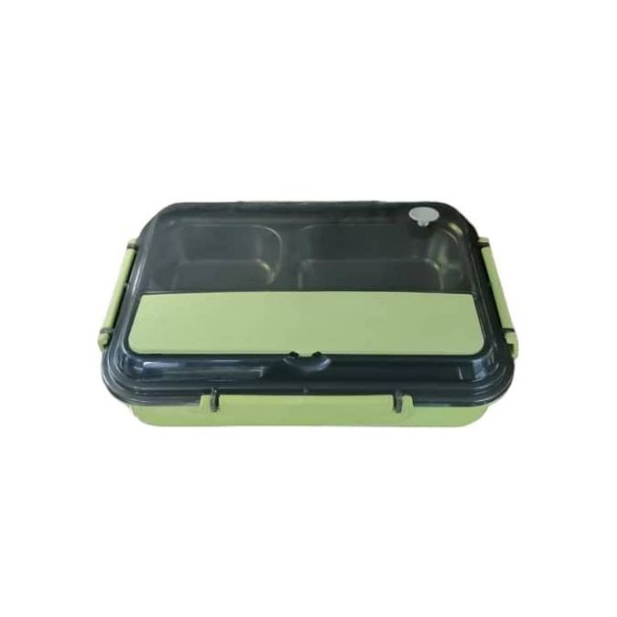Thermal Lunch Box, 3 Compartments Food Container Portable Durable Safe Food Grade with Chopsticks Spoon for Picnic -Multicolor