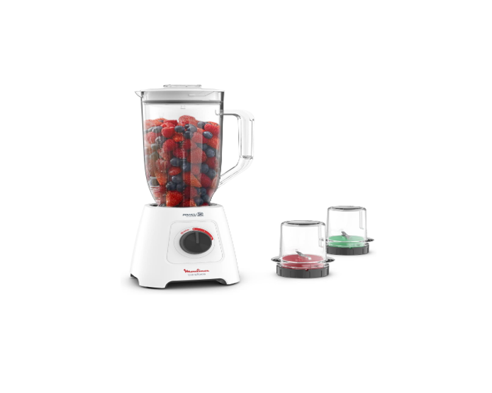Moulinex blender 600W 2.8LXXLPlastic Jug Plus 2 Attachments Jars 6Powelix Blade - LM458127
