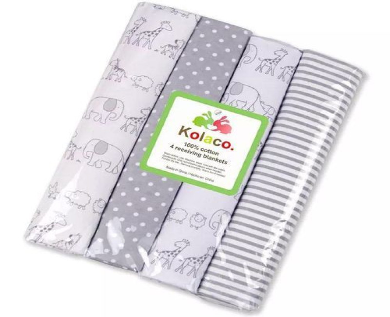 4Pcs Cotton Baby Receiving Bedsheets- Multi coloured
