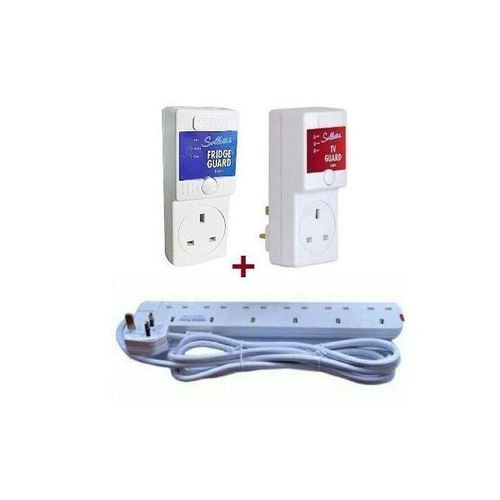 TV & Fridge Guards white 13amps + Original 6 Ways Heavy Duty Extension Power King.