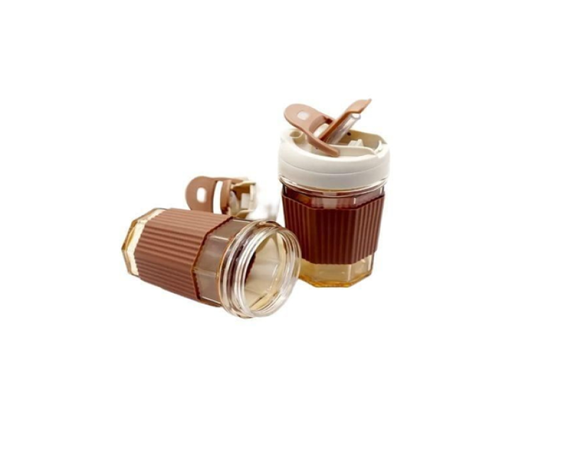 2Piece Glass Tumbler with Silicone Sleeve, Iced Coffee Cup, Glass Cup, Double Walled Glass Coffee Mug, Reusable Cup for Hot & Cold Beverages Mason Jars With Lids