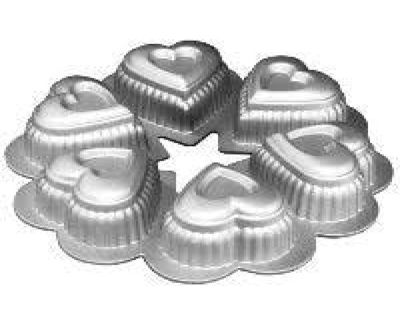 6 Grid Novelty Heart Nonstick Cake Pan Strawberry Shortcake Baking Pan Mary Cakes Pan Sponge Flan Mold Kitchen Accessories- Siliver