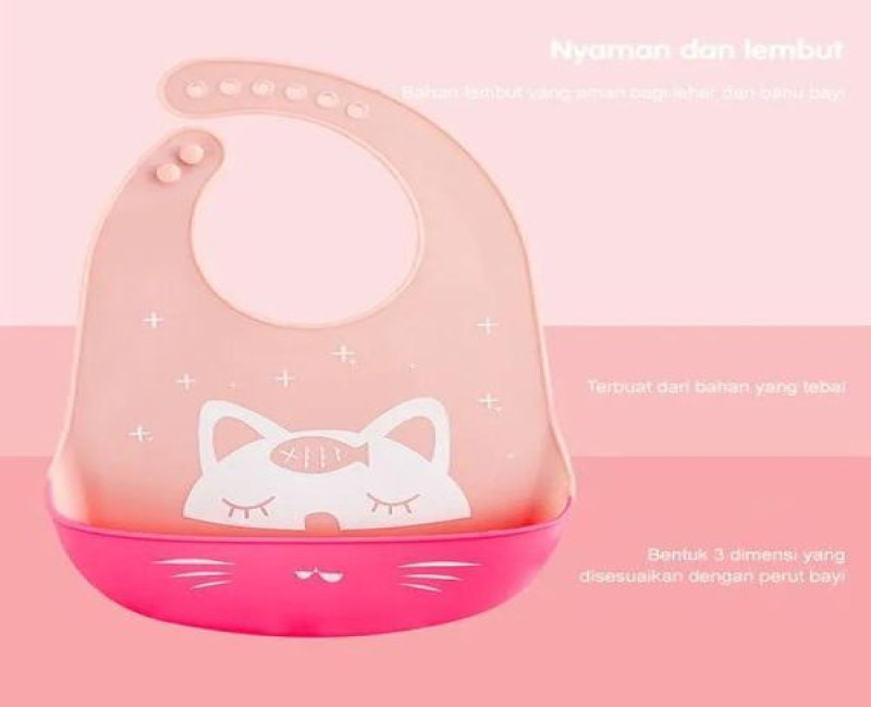 Waterproof Baby Silicone Bib-Peach