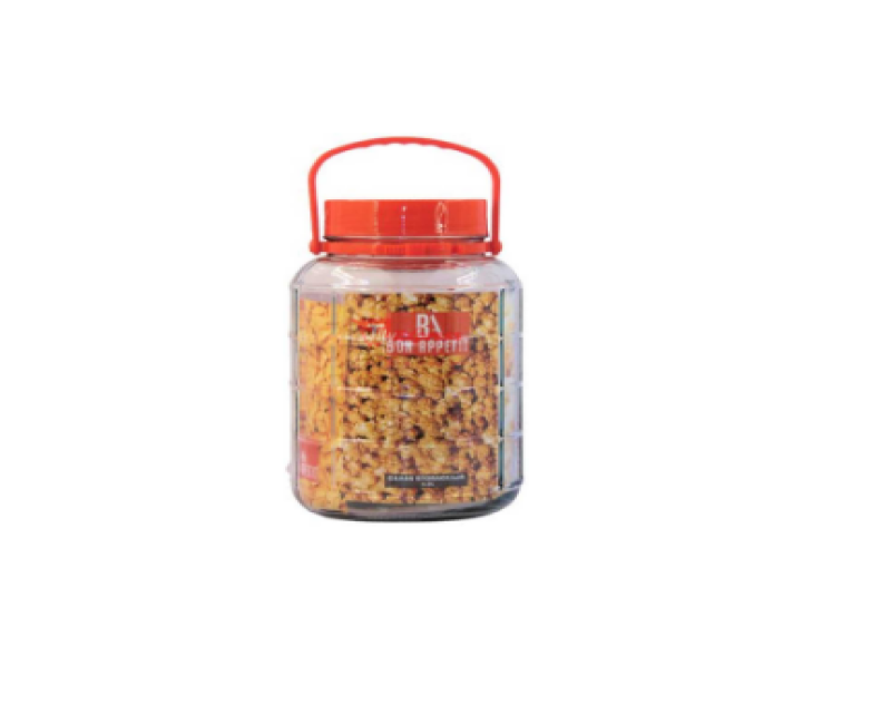 5L Air Tight Glass Jar Container For Kitchen Pantry,Snacks, Cereal,Masala, Honey, Pickles,Cookies,Dry Fruits,and Coffee Beans Storage Plastic With Lid Bottle Tin- Clear Bon Appetit