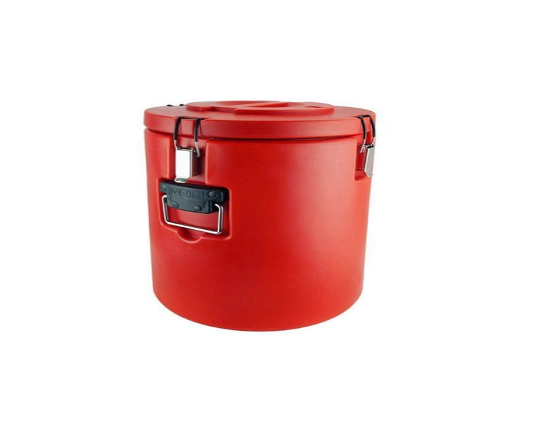 18L Commercial Insulated Rice Barrel Cold Beverage Carrier with One Botton Exhaust, Iced Container with Particle Surface, for Drink,Coffee, Milk & Ice, Panic, Home Party - Red