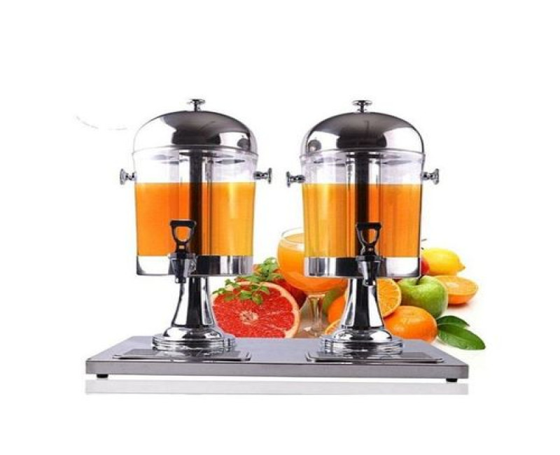 16 Litre, Double Tank Water Jug, Juice Dispenser Can- Silver