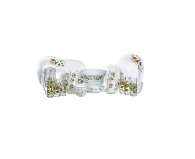 Prunier Plates, Cups, Bowls Glass Dinnerware Set, 46 Piece, Multicolor Luminarc