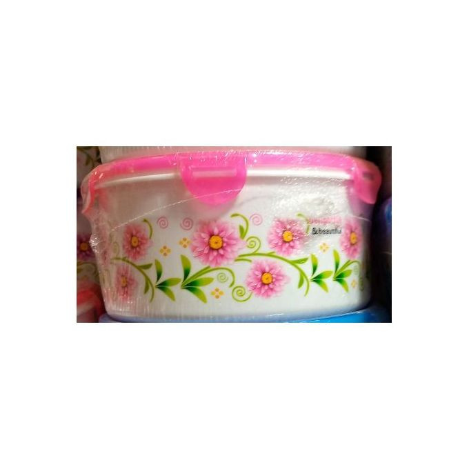 5 Set Plastic Serving Dishes/Containers - White, Pink