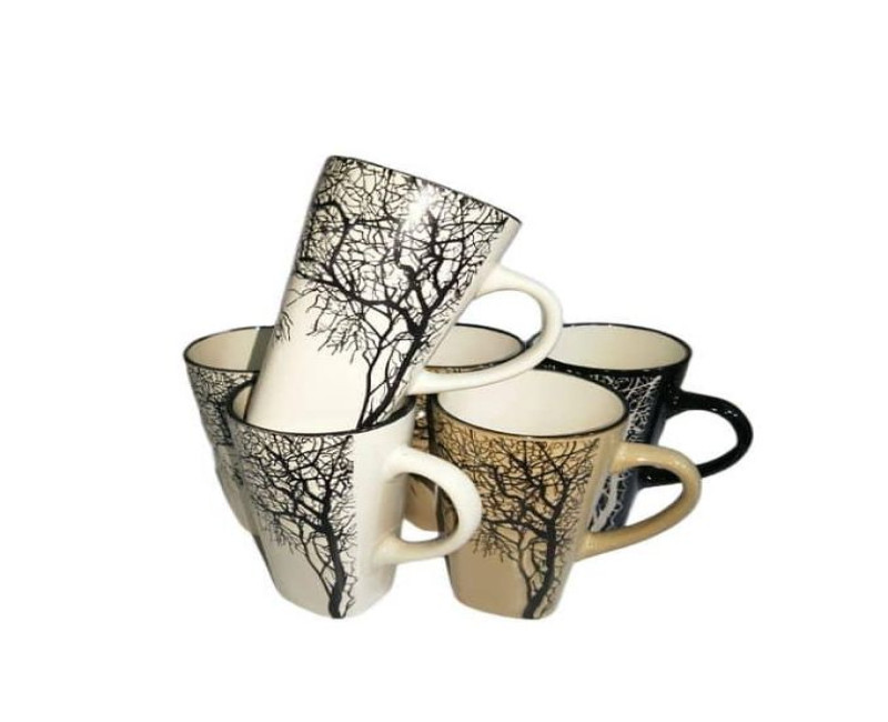 6 Pieces Of Big Tree Coffee Tea Cups Drinking Mugs- Multicolor.