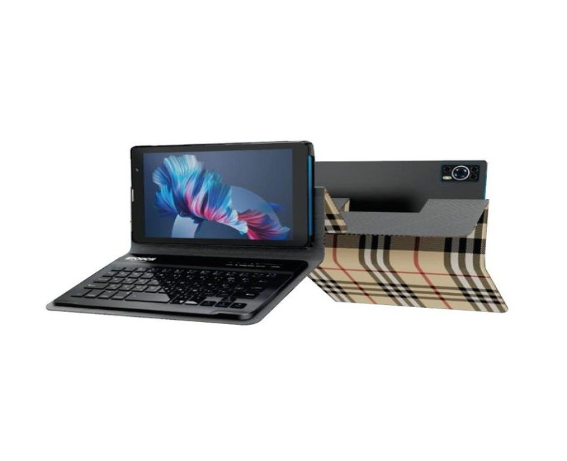 8 Inch Mini Laptop M-T4 Business Entertainment Android Educational Tablet PC WiFi Wireless Portable Tablets 8GB 256GB With Leather Case- Multicolor Educational Tablets
