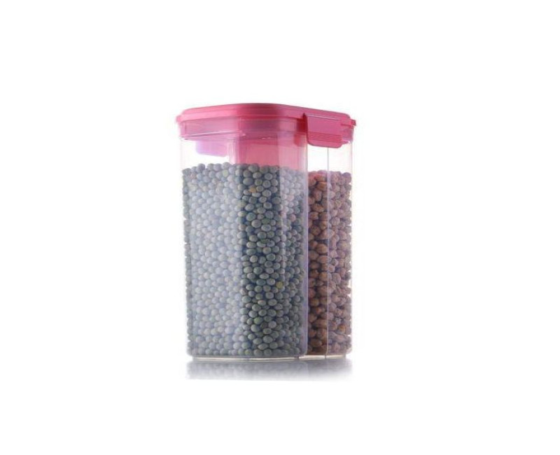 2 Section Transparent Storage Container-Pink.