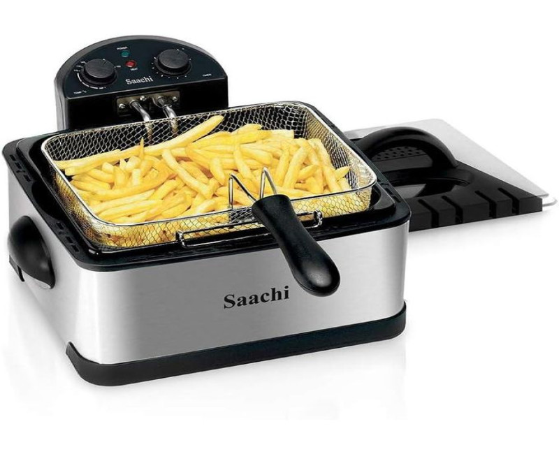 6.0 Litres Singl Basket Deep Fryer Adjustable Thermostat- Silver Saachi