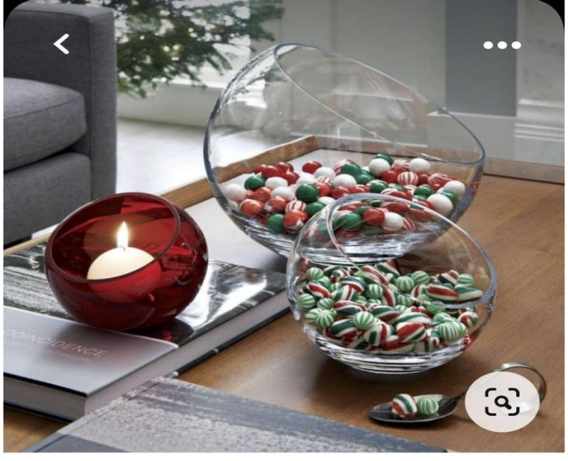 2 Piece Glass Slant Cut Bubble Bowl Glass Round Candy Dish Terrarium Globe Candle Holder Flower Vase Centerpiece