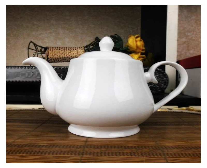 300ml Round Ceramic Teapot Kettle - White Other