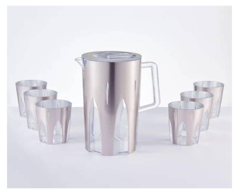 6 Pieces Of Melamine Juice Tumblers Cups And 1Piece Jug Water Set- Multicolor