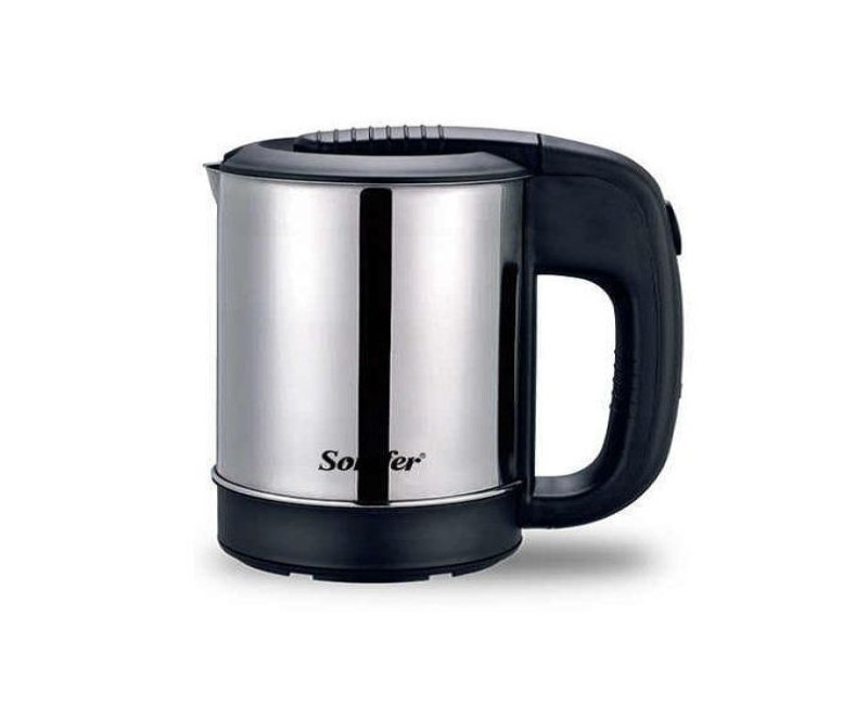 0.5 Litres Stainless Steel Mini Portable Electric Kettle For Travel Hotel Office And Home- Silver Sonifer