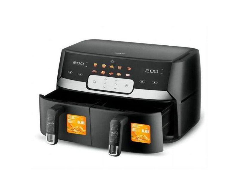 12 Litre Air Fryer Grill With 2 Independent Baskets- Silver RAF
