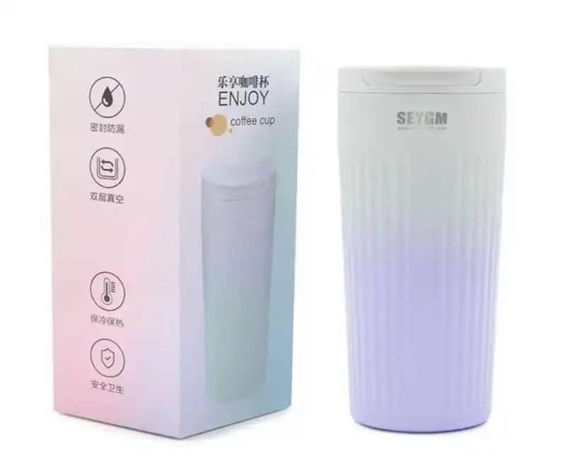 Stainless Steel Thermos Mug Colorful Double Wall Portable Outdoor Travel Coffee Tumbler Mug Cup- Multi-colour.