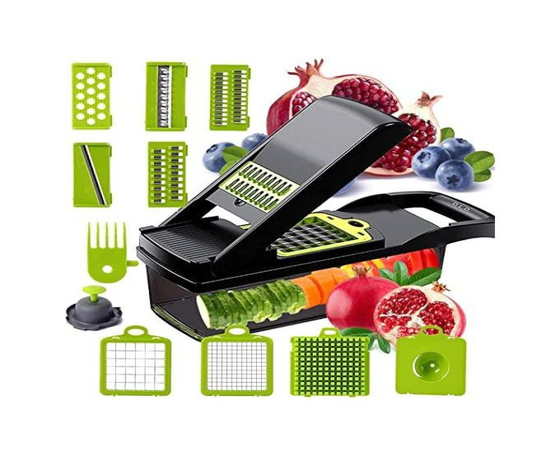 11 in 1 Multi-function Vegetable and Fruit Chopper Kitchen Diced Artifact Potato Shredded grater grater household potato chip sliced grater -Grey