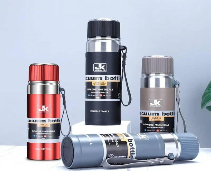 JIAKANG (JK) 1 Piece Of 750ml Portable Outdoor Water Cup Stainless Steel Vacuum Bottle Themos Flask- Multicolor