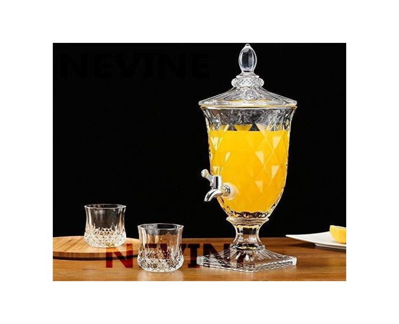 3.5Litres Drink Dispensers For Parties Crystal Glass Iced Mason Jar Dispenser with Stand And Spigot Liquid Containers Wide Mouth Beverage Server Water Pitcher For Juice Tea Party Bar Wedding