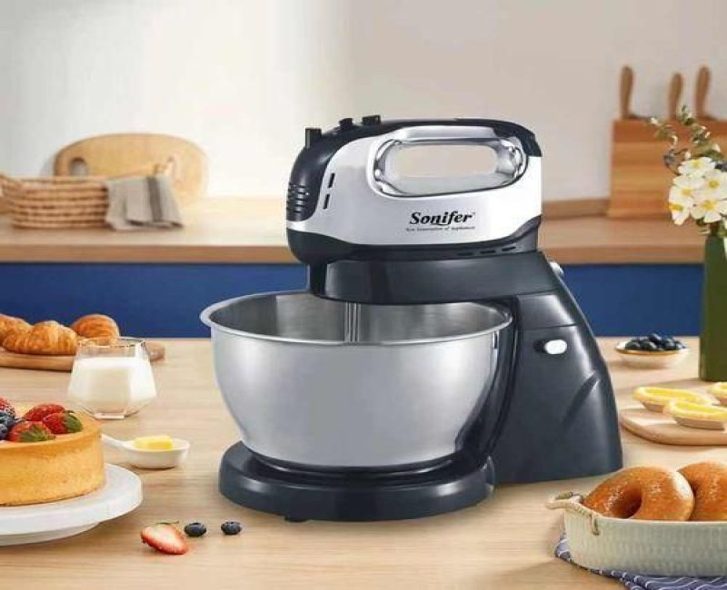 4L Electric Dough Hand Stand Mixer Food Processor With Bowl- Silver . Sonifer