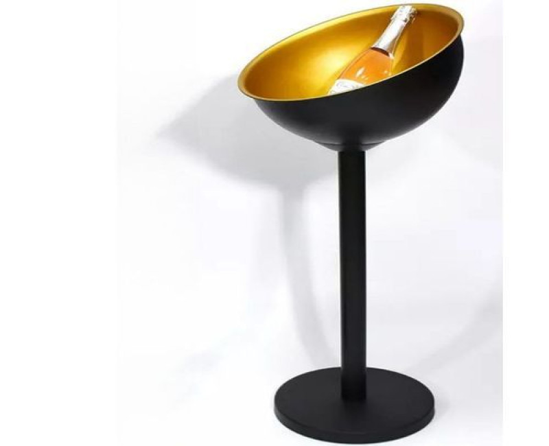 Outdoor Floor 12L Beer Champagne Wine Ice Bucket With Holder For Party- Black.