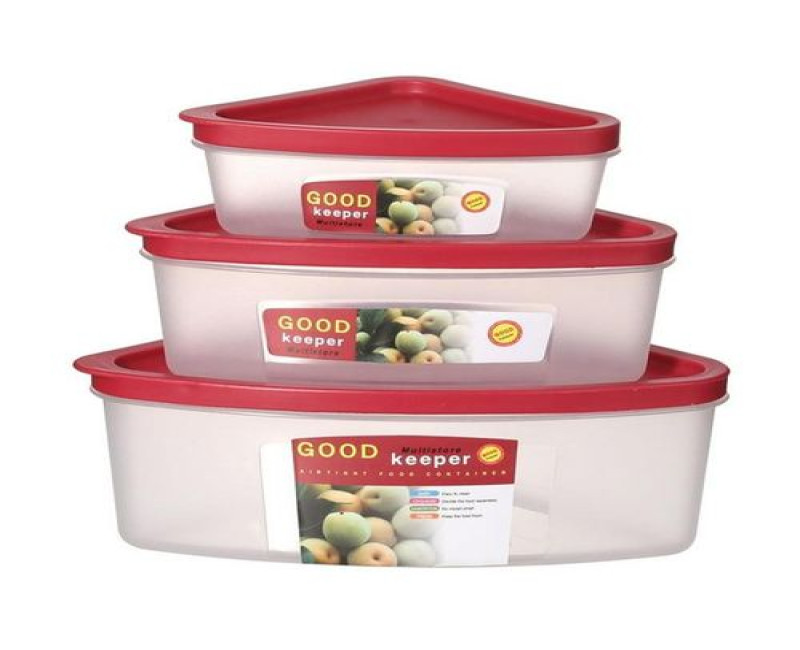 3 Pcs Crisper Boxes Reusable Pizza Leftover Storage Container High Temperature Resistant Triangle Shape Microwaveable Refridgeable Lunch Box Travel Camping Food Case- Multicolor