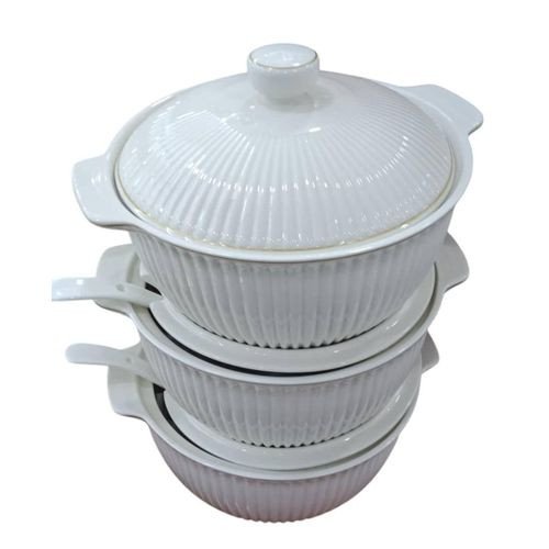 3 Pieces Set Of Ceramic Serving Dishes With Spoons For Effortless Serving Breakable Dishes - Multicolor