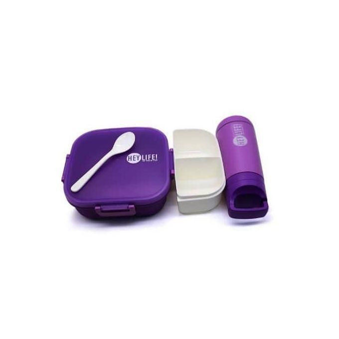 Xim Leak Proof 3 Compartment Lunch Box With Bottle (350ML) Reusable Safe Food Containers With Spoon.