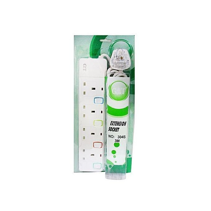 G&T 13A 4 Way Extension Socket - White