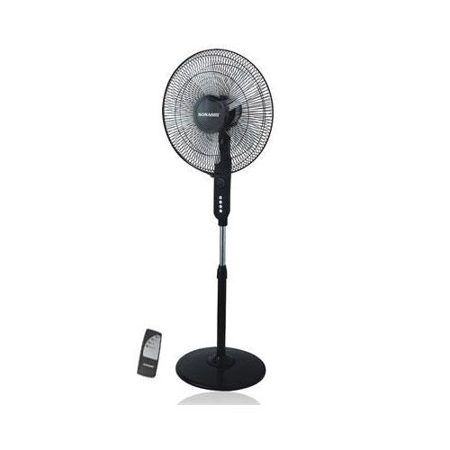 16 Inch Stand Fan With Remote Control And Adjustable Height-Black