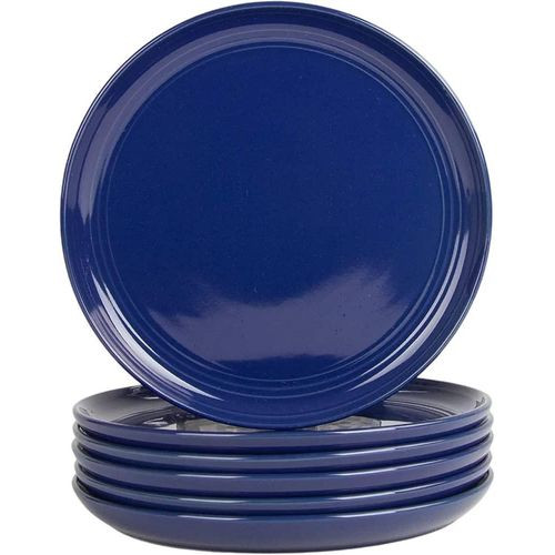 6 pieces of Stoneware Ceramic Large Dinner Plates - Multicolor