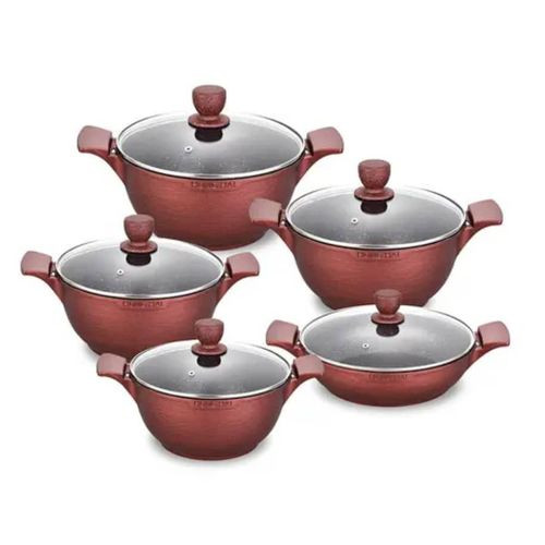 10 Pieces Cookware Set Serving Dishes Bowls With Heavy Base And Glass Lids- Multicolor