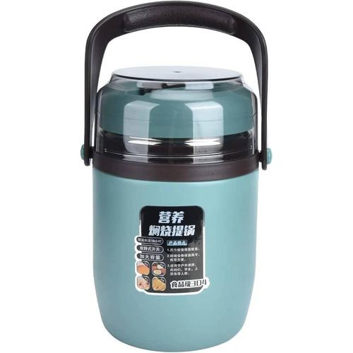 Insulated Food Jar, 2L Stainless Steel Hot Food Container, Wide Mouth, Easy to Clean, Multilayer Leakproof Thermal Lunch Box with Folding Spoon for Office Workers, Students - Multicolor