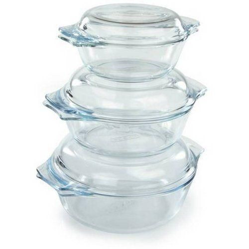 3 Pieces Strong Glass Dishes-Transparent