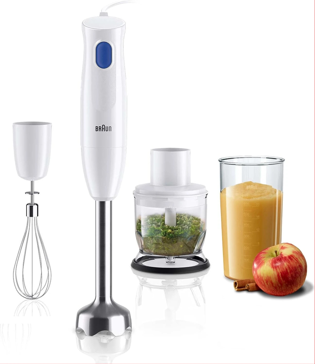 BRAUN HAND BLENDER 450W 3IN1 Hand Blender / Whisk C Chopper with Plastic Beaker- - Romania MǪ10.202MWM