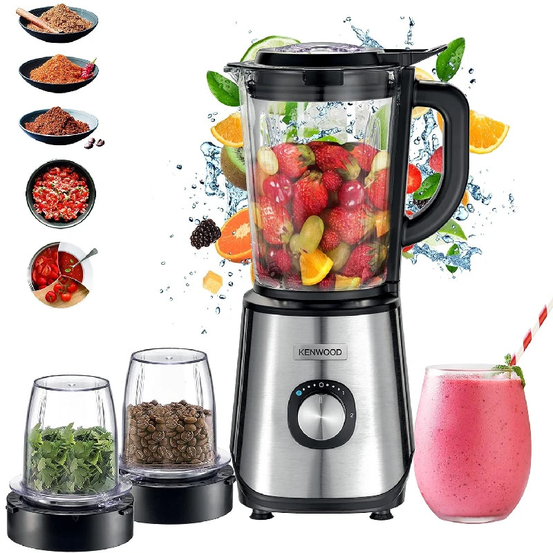 KENWOOD BLENDER 1000W Ice Crush 2L Glass Jar+Multi Mill + Grinding Mill BLM45.720SS
