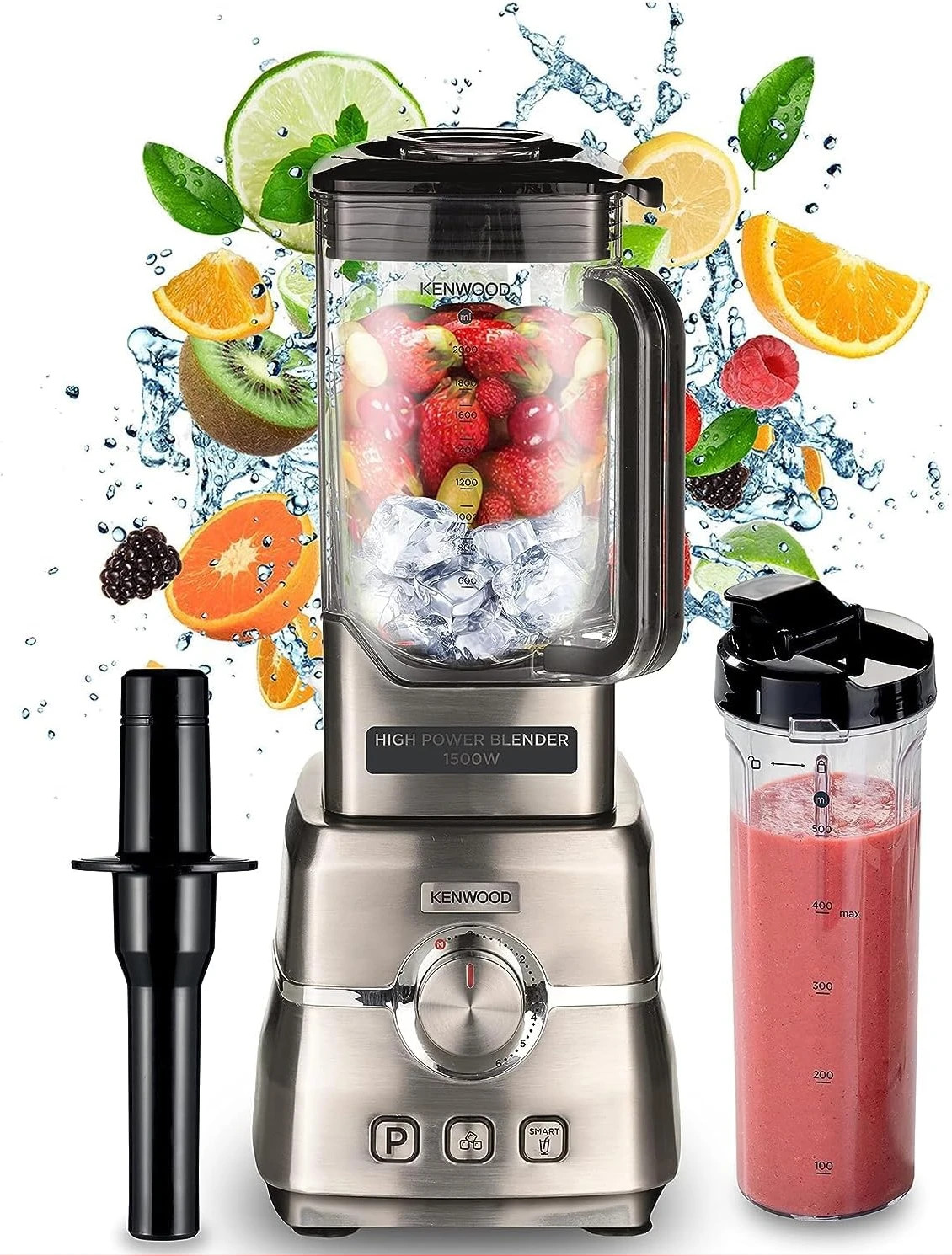 KENWOOD BLENDER 1500W+6Speed+3Liters Glass Jug+To Go Bottle+ Ice Crushing BLM91.640SS