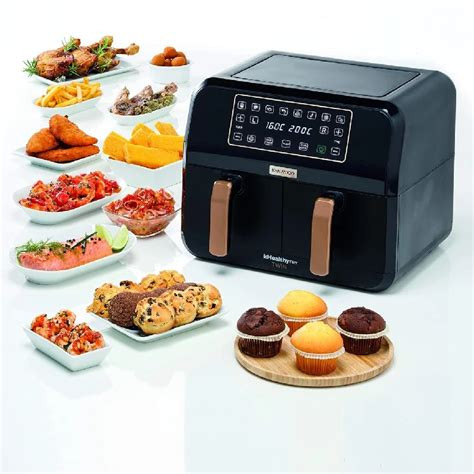 KENWOOD AIR FRYER 4x2 Liters 8.0L XXXL CAPACITY Dual Air Fryer 8 Preset Programs HFP70.000BK