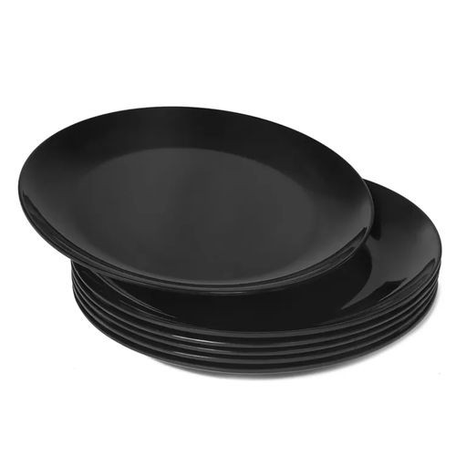 6 Pieces Set Of Ceramic Dinner Plates For Serving Food-Black