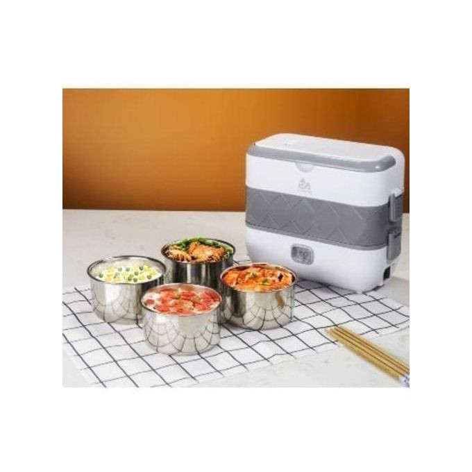 Portable Electric Lunch Box Heating Food Steamer Container -  White.