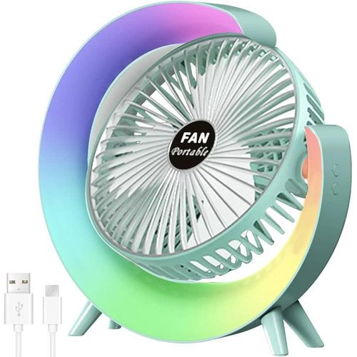 Rechargeable Mini Desktop Fan With 3 Speeds-Multicolours