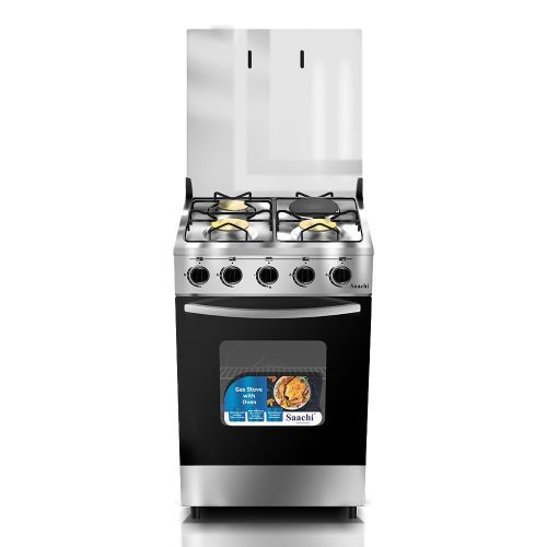 3 Gas Burners And 1 Electric Hotplate With Oven And Stainless Steel Work Top-Silver/Black