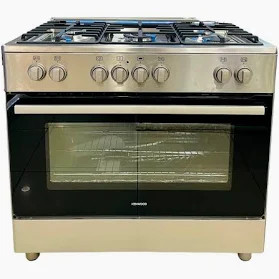 KENWOOD TURKEY 90/60CMS Silver 5 Gas burners + CastIron Pan support Wide Electric Oven Dual Rotasserie CGE90