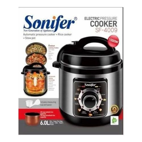 Sonifer 6 Liters Electric Pressure Cooker With Stereoscopic Heating Technology And 6 Cooking Modes-Silver