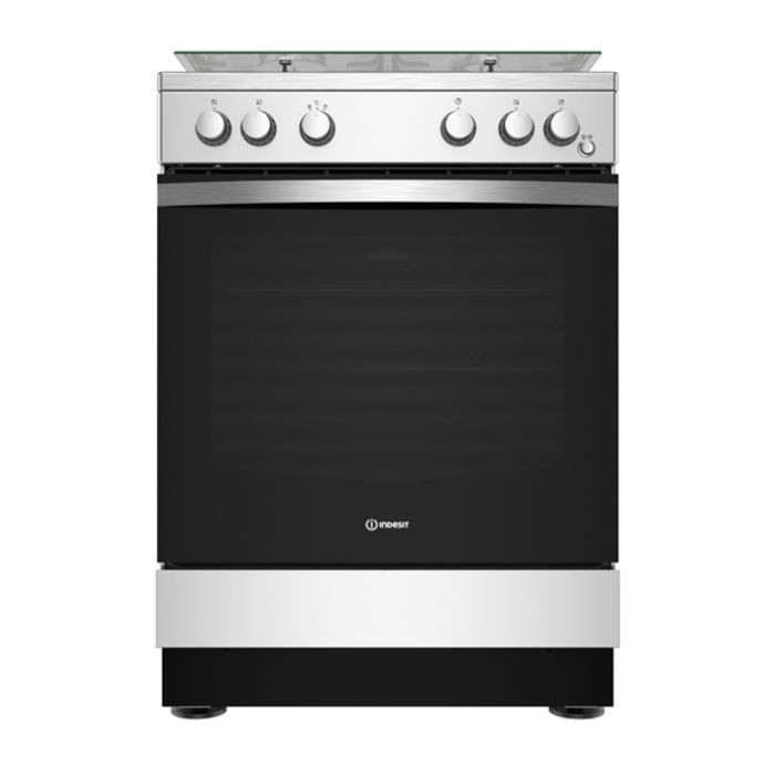INDESIT POLAND 60/60cms Stainless Steel- Full Gas, Enamel Pan Support + Rotesserie IS67G1PCX