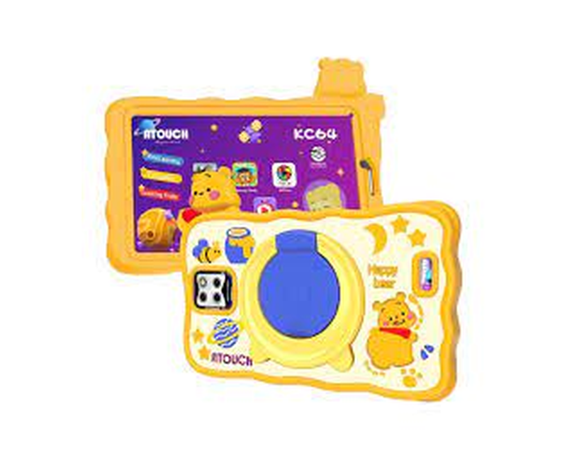 Android Tablet For Kids, 7-Inch Screen KC64 Smart Tab Wi-Fi Bluetooth and Dual SIM Early Education with 360° Rotating Stand Silicone Case/Carry Gift Bag -Multicolor Educational Tablets