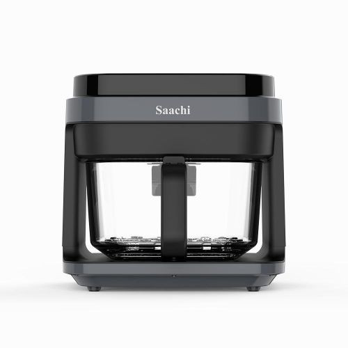 5.5 Electric Airfryer With Food Grade Tempered Glass Basket For Frying Healthy Food-Black