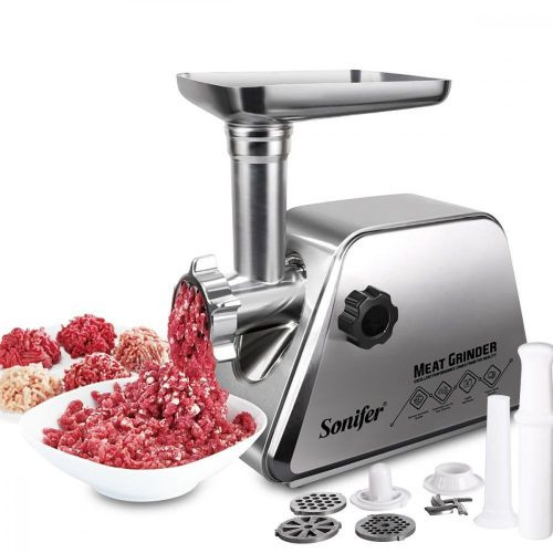 Powerful Electric Meat Grinder For Making Sausages Minced Meat Chaps Kebab-Silver